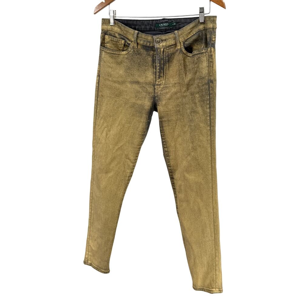Ralph Lauren Women's Skinny Jeans in Metallic Gold